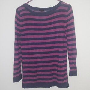 Talbots Med Pink and Blue Striped Lightweight Sweatshirt